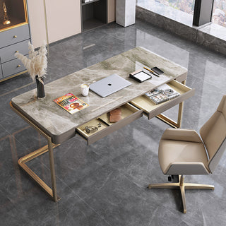 avila study table with drawers stone top