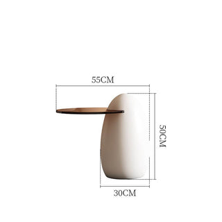 egg shaped contemporary glass top side table