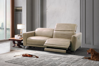 irene electric recliner sofa leather beige