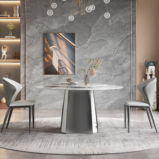 leah unique round stone dining table