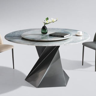mateo sintered stone round dining table modern base