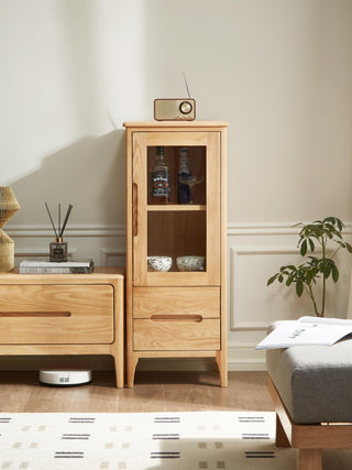 palma oak side cabinet two drawers