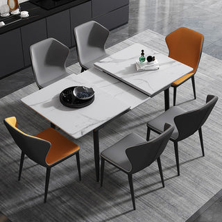 white sintered stone dining table extending mode