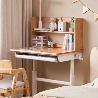 Wooden desk with shelves and chair in a room setting